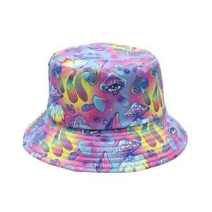Lightweight Reversible Unisex Multicolor Mushroom Print Bucket Hat One Size